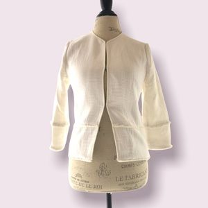 Tahari Tweed Blazer White Cotton Business Classy Chic
